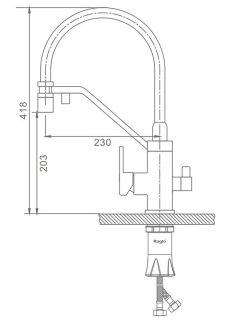 Смеситель для кухни Raglo R85.62.09 с подключением фильтра графит